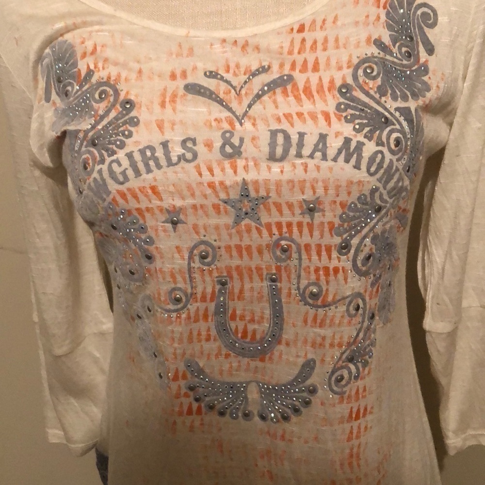 Cowgirls & Diamonds T-shirt , silver/cream, med